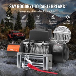 กว้านไฟฟ้า 18,000 ปอนด์ สำหรับรถบรรทุก 12V DC พร้อมสายเคเบิลเหล็กขนาด 7/16 x 85 ฟุต ควบคุมแบบไร้สายและแบบมีสาย พร้อมรีโมทคอนโทรลและรางเลื่อนสายเคเบิล - Product Image 3