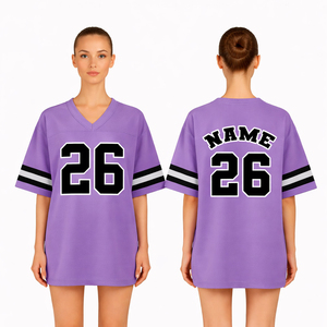 Women Purple Oversized Jersey T Shirt Custom Name Number Print Loose Fit Mesh Sport Tee Streetwear Unisex Jersey Top - Product Image 1