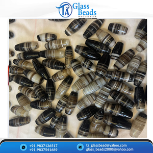 Perles Sulemani rayées noir et blanc, perles cylindriques pour bracelets tribaux masculins, fabrication de bijoux DIY, export du fabricant - Product Image 2