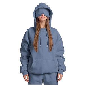 Sweat-shirt personnalisé épais pour le voyage en avion, en polaire brossée douce, avec masque pour les yeux intégré, confortable - Product Image 1