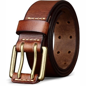 Ceinture en cuir véritable pour homme de qualité supérieure avec des designs personnalisés, style vintage et boucle en alliage pour le travail, les affaires et les occasions décontractées - Product Image 2