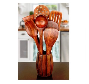 Juego de Portacucharas en Forma de Barril Recubierto de Resina Artesanal, Ecológico, Apto para Lavavajillas, Utensilios Modernos para Ensaladas, Hecho a Mano para Cocina y Hogar - Product Image 1