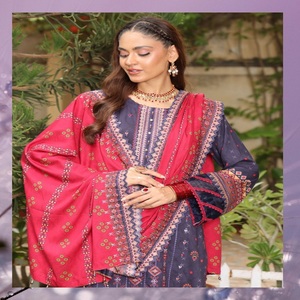 Ropa india y pakistaní para damas con estampado digital Trajes de 3 piezas Hermosa y elegante colección de Dr Haris Vol KINARA - Product Image 2