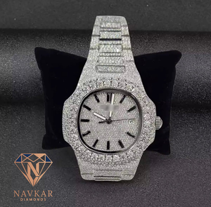 Reloj de pulsera de lujo mecánico con correa, 100% probado con el Diamond Tester, estilo Hip Hop, con Moissanita y circonitas, para hombre, con indicador de fecha - Product Image 2