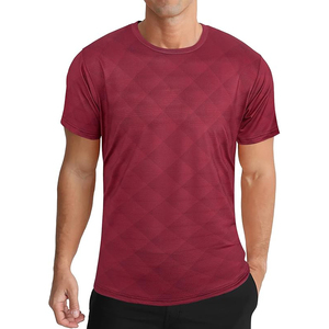 Men's Red Short Sleeve O-Neck Quick Dry Knitted T-<b>Shirt</b> Slim Fit Casual Sport Wear 100% Polyester Solid Color Blank Design - Product Image 1