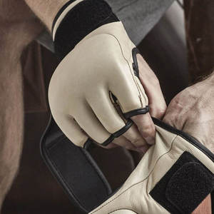 Wholesale Custom Made PU Leather Half Finger UFC MMA <b>Gloves</b> Hook-and-Loop Wrist <b>Pull</b>-On Closure Outdoor Moisture Wicking High - Product Image 5