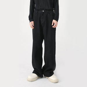 Pantalones Vaqueros Negros de Pierna Ancha para Hombre, Corte Holgado, Estilo Casual, Pantalones de Pierna Recta - Product Image 1