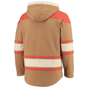 Sudadera con Capucha de Hockey sobre Hielo, Transpirable, Color Marrón Claro, Estilo Vintage, Personalizable, Deportiva, Invernal, 100% Algodón - Product Image 2