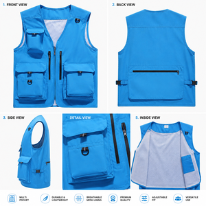 Custom Tactical <b>Utility</b> <b>Vest</b> Outdoor Workwear Fishing Photography Multi Pocket Sleeveless <b>Vest</b> Lightweight - Product Image 4