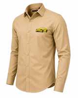 Kemeja Kasual Lengan Panjang Katun Khaki Premium Pria Bordir Kustom Kemeja Kancing Depan Khaki Pria