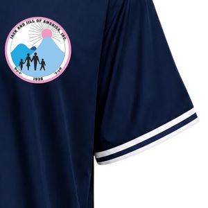 เสื้อเบสบอลผู้หญิงสีน้ำเงินกรมท่าแบบสั่งทำพิเศษ พร้อมป้ายปัก แขนสั้น ติดกระดุมด้านหน้า คอวี แต่งขอบสีขาว เสื้อผ้าลำลองสำหรับเล่นกีฬา - Product Image 5