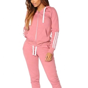 Wholesale women custom printing zipper hoodie with <b>matching</b> <b>joggers</b> trousers sportswear sweat suits - Product Image 1