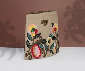 Bolso de Piel de Vacuno con Cuentas al Estilo Chino, con Asa y Diseño de Cuentas, Bolso Tipo Lonchera, Bolso Cruzado de Mano con Cuerda de Cuentas - Product Image 1