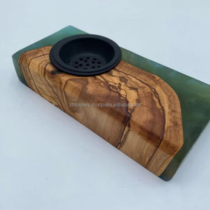 Brûleur à encens Royal Desert Barakah en résine époxy et bois d'acacia, support de luxe pour oud, cadeau arabe - Product Image 1