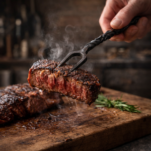 Custom Hand Forged <b>BBQ</b> Meat Fork Premium Twisted Iron Handle Steak Carving Fork Handmade Grill Kitchen <b>Tool</b> - Product Image 3