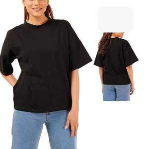 Camiseta Oversize Lisa de Algodón y Poliéster con Logo Personalizado al por Mayor para Mujer, Cuello Redondo, Holgada, Casual, para Marca Privada - Product Image 1