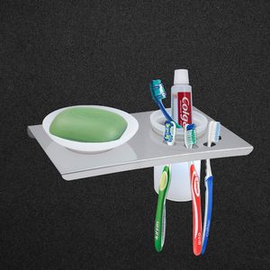 Jabonera de acero inoxidable con soporte para cepillos de dientes, organizador multiusos para baño y hogar - Product Image 3