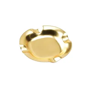 High Enamel Cheap Ashtray For Cigar Metal Brass Gold Plated Desk Cigarette Ashtray For Table And Decoration Metal Ash tray