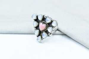 Handcrafted Pink Conch Pearl Sterling Silver <b>Adjustable</b> <b>Ring</b> Natural Shell Gemstone Jewelry for Women Wholesale - Product Image 5