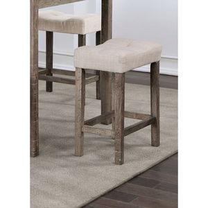 Transitional 5pc Counter Height <b>Dining</b> Set Gray HT <b>Table</b> with 4 Linen-Beige Cushion Seat <b>Stools</b> for Your <b>Dining</b> Room - Product Image 4