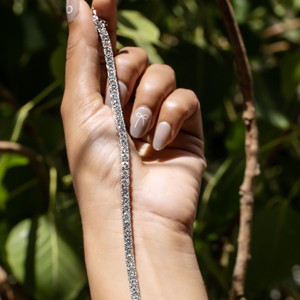 Pulsera de Oro Blanco con Diamantes, Corte Brillante Redondo, Color G, Joyería Clásica para Mujer, Regalo de Aniversario de Bodas para Ella - Product Image 5