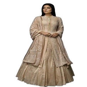 Elegante Vestido Kanya Libas de Algodón Ecológico con Organza, Estilo Lolita, Manga Abullonada, Estilo Pakistaní e Indio, Formal, Casual, para Fiestas, para Mujer - Product Image 1