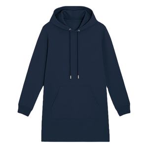 Custom <b>Women's</b> 100% Cotton Fleece Winter <b>Sweatshirt</b> <b>Dress</b> Eco-Friendly Breathable Windproof Embossed Embroidered Front Blue Crew - Product Image 1