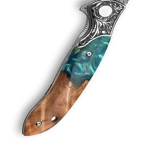 Handmade Damascus Steel Folding Knife Compact Pattern Steel Pocket <b>Tool</b> Outdoor <b>Camping</b> Hiking Fishing Travel Everyday Carry - Product Image 4