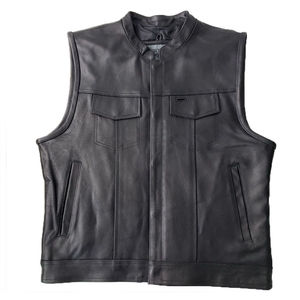 Gilet de motard en cuir véritable pour homme, nouveau gilet de motard en cuir de vachette, gilets de moto en cuir - Product Image 1