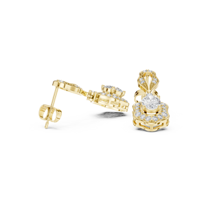 Oval Cut Lab Grown <b>Diamond</b> 14K 18K Solid Gold Halo Drop <b>Earring</b> DEFVVS Solitaire <b>Dangle</b> <b>Earring</b> Bridal Wedding Jewelry Wholesale - Product Image 4