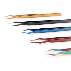 Pinzas Profesionales de Acero Inoxidable Antiestáticas de Precisión para Extensión de Pestañas, Plateadas/Doradas, Resistentes y Duraderas - Product Image 2