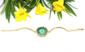 Pulsera de Cristal Curativo con Cadena Ajustable Chapada en Oro de 18K, Estilo Bohemio Vintage, con Cuarzo Solar Natural y Latón - Product Image 4