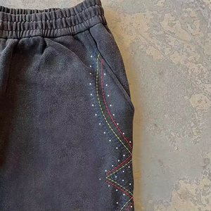 กางเกงขายดี ทรงโค้งลายทาง ผ้าคอตตอนหนา 100% กางเกงผู้ชาย ยูนิเซ็กส์ ทรงโอเวอร์ไซส์ ประดับเพชร กางเกงขายาวทรงตรง สไตล์สปอร์ต สำหรับผู้ชาย - Product Image 3