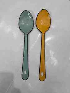 Juego de cucharas de lujo en verde y amarillo, aptas para lavavajillas, cubiertos para acampar al mejor precio - Product Image 1