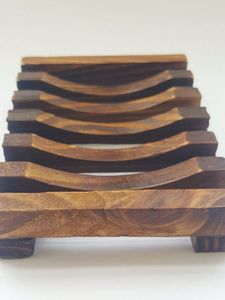 Wood Soap Holder Dish Rack Bathroom <b>Shower</b> Storage Support <b>Plate</b> Tray Elegant Wooden Bathroom use - Product Image 3