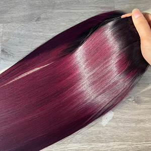 ชุดมัดผมสีเบอร์กันดีพร้อมฝาปิดวิกผมคนจากเวียดนามลูกไม้สวิสแบบสองชั้นคุณภาพสูง - Product Image 1