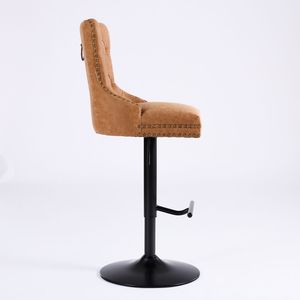 A a Furniture's Modern Bar <b>Stools</b> with Retro PU <b>Adjustable</b> 26-33 Inch Seat Height Comfortable Backs Aged Retro Style - Product Image 6