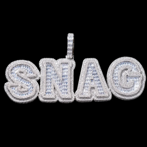 Colgante de letra personalizada con incrustaciones de moissanita plateada, estilo Hip Hop, con nombre, joyería llamativa, regalo, collar con nombre personalizado - Product Image 1
