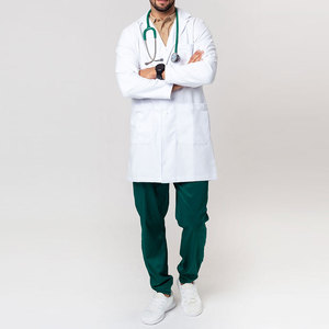 Bata de Laboratorio Blanca para Hombre, de Algodón y Poliéster, Manga Larga, Uniforme de Hospital con Bolsillo para Estetoscopio - Product Image 2