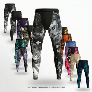Leggings de compression personnalisés avec logo OEM ODM, style tatouage imprimé sur mesure, collants de sport pour la gym, l'entraînement, la course et le fitness - Product Image 1
