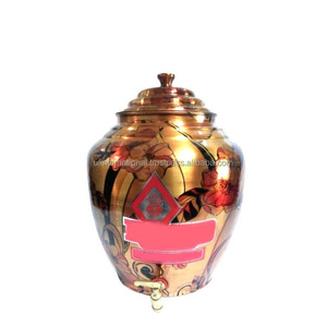 Pot à eau en cuivre 5 Ltrs, nouveau, fait à la main, meilleur imprimé, avec support et Design en verre, conteneur de stockage, à prix - Product Image 6