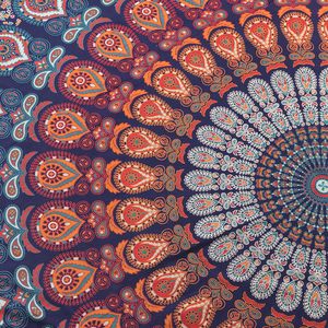 Tapiz Redondo con Borlas para Colgar en la Pared, Estilo Ombre Hippie Mandala Bohemio Indio, Mantel de 70 Pulgadas (178 cm) Azul Marino - Product Image 3