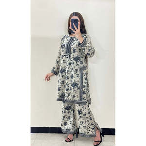 ชุดเซ็ตผ้าชีฟองพิมพ์ลายดิจิทัล แขนยาว สีน้ำเงิน สำหรับงานปาร์ตี้ แบรนด์ PD-Aarohi Designer สำหรับผู้หญิง - Product Image 4