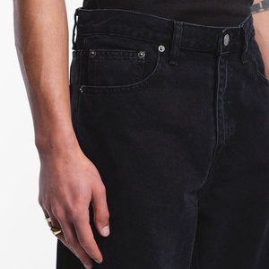 Jean en denim pour homme, taille haute, coupe droite ample, couleur unie, style vintage, hip-hop, streetwear décontracté, tissu en coton mi-lourd - Product Image 3