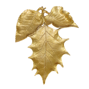 Plateau de service artisanal en aluminium en forme de feuille, couleur nickel brillant or et argent, pour la vaisselle de table à la maison - Product Image 1