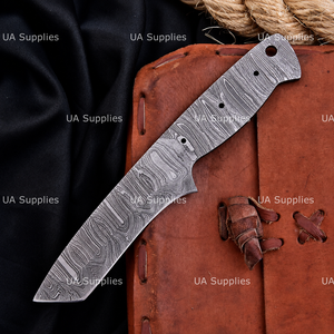 Cuchillo de caza y camping UA Supplies de acero de Damasco de espiga completa, hecho a mano, OEM/ODM personalizable, 0.5mm de grosor, 9 pulgadas - Product Image 5