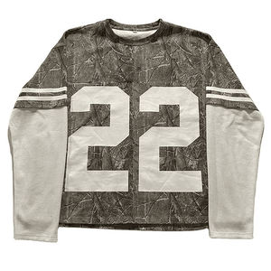 Camiseta de Manga Larga con Estampado de Camuflaje y Número 22 para Hombre, Jersey Deportivo con Cuello Redondo, Corte Regular, Transpirable, de Poliéster Tejido - Product Image 1