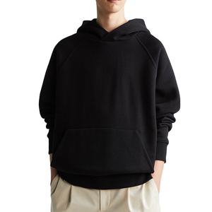 Sweat à capuche pour homme en molleton 100% coton, 460 à 500 g/m², manches raglan, streetwear, poids lourd, surdimensionné, sans cordon - Product Image 3