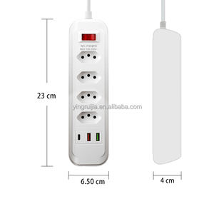 Fabrika toptan 4 yollu brezilya güç şeridi, USB A + USB C şarj cihazı ile 4 çıkışları, aşırı yük koruması ile uzatma güç soketi - Product Image 3