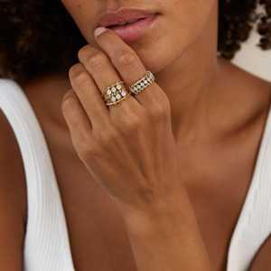 Floating Sliding Diamond Statement <b>Rings</b> Half Eternity Modern <b>Stacking</b> Bands Prong Set Lab CVD 10K 14K 18K Solid Gold Wholesale - Product Image 5